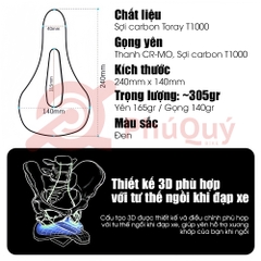 Yên Carbon 3D MCELO Gọng Carbon Có Rãnh Giữa
