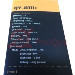 Đèn Trước 800LM 0111 Sạc USB Chống Nước
