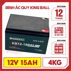 Ắc quy Xe Điện KingBall 12V15Ah (4kg) (1 thùng / 4 bình) (VAT)