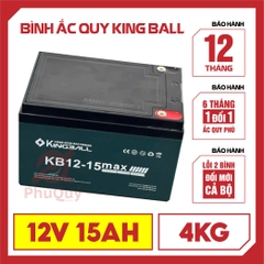 Ắc quy Xe Điện KingBall 12V15Ah (4kg) (1 thùng / 4 bình) (VAT)