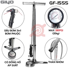 Bơm GIYO Nhôm GF-15SS Đầu Bơm Thông Minh DUNLOP / AV / FV / PHUỘC Chân Inoxz