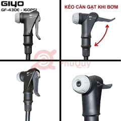 Bơm GIYO GF-43DE NHỰA Có Đồng Hồ XÁM Đầu Bơm Thông Minh 3in1