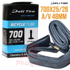 RUỘT XE ĐẠP DELI TIRE 700x25/28 Van Mỹ 48mm A/V