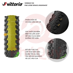 Vỏ 700x45c Vittoria Terreno T30 Fine Loose (Gai mịn) Gravel Endurance G2.0 (VAT)