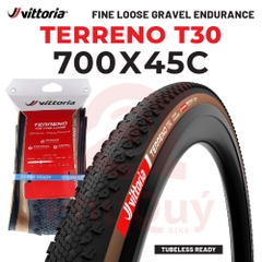 Vỏ 700x45c Vittoria Terreno T30 Fine Loose (Gai mịn) Gravel Endurance G2.0 (VAT)