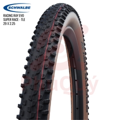 Vỏ Schwalbe 29x2.25 RACING RAY EVO TUBELESS EASY Super Race Hông Nâu