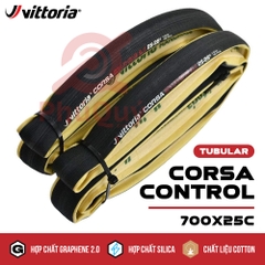 Vỏ Tubular viền vàng 700x25c Vittoria Corsa Control Graphene 2.0