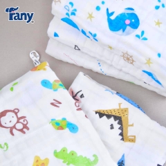 FANY - SET 2 KHĂN GẠC/KHĂN TẮM IN CAO CẤP 4 LỚP 80 X 80 CM