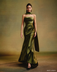 Odile silk dress - Olive