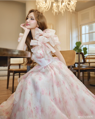 Peony D Gown dress - Pink floral
