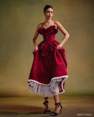 Tulip Corset dress - Ruby red