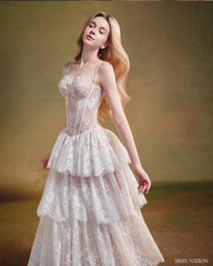 The Feathers Corset dress - White