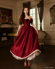 Tulip Corset Dress - Ruby Red