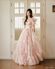 Peony D Gown dress - Pink floral