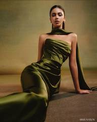 Odile silk dress - Olive