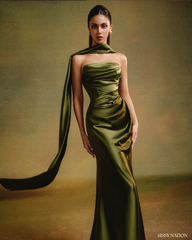 Odile silk dress - Olive