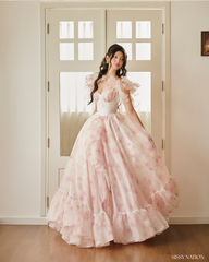 Peony D Gown dress - Pink floral