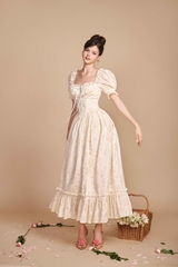 Miranda Floral Corset Dress - White Floral
