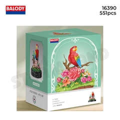 BALODY-16390 Đồ chơi lắp ráp có hộp mica chống bụi Chú vẹt ngộ nghĩnh