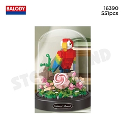 BALODY-16390 Đồ chơi lắp ráp có hộp mica chống bụi Chú vẹt ngộ nghĩnh