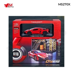 MY66-M5270X Xe hợp kim tỷ lệ 1:32 Lamborghini LP750-SV mầu đỏ + Décor gara sửa chữa.