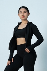 Áo Khoác Thể Thao Nữ Dài Tay Khoá Zip - The Noir