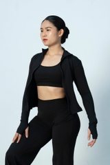 Áo Khoác Thể Thao Nữ Dài Tay Khoá Zip - The Noir