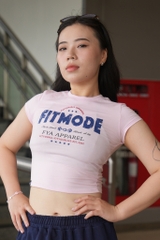 Áo Croptop Ôm FITMODE - Hồng Chữ Xanh