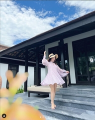 Đầm tím lửng tay dài thương hiệu Randomlist