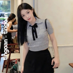 Áo len xám crop thương hiệu TINGOAN®