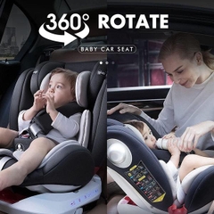 Ghế ô tô trẻ em xoay LETTAS xoay 360, isofix, cho bé sơ sinh đến 12 tuổi