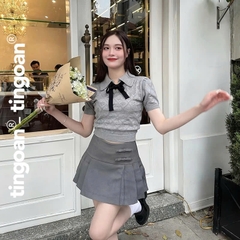 Áo len xám crop thương hiệu TINGOAN®
