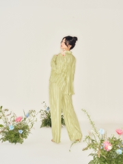 Set lụa áo tay dài + quần dài xếp ly thương hiệu Daphale