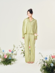 Set lụa áo tay dài + quần dài xếp ly thương hiệu Daphale