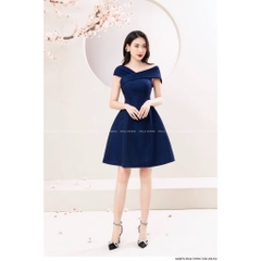Đầm xanh chéo vai thương hiệu Shilla Studio