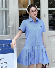 Đầm xanh caro trắng