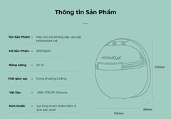 COMBO 1 CẶP MOOIMOM Máy Hút Sữa Không Dây Cao Cấp M3 - Wireless Electric Breast Pump M3 tặng kèm 2 phễu silicon hạ size