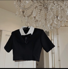JOIE DES ROSES - Áo tuyết nhung khoét cổ Hebe Top (tặng kèm nơ đen)