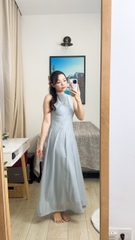 Đầm vải tơ, cổ đổ nhẹ thương hiệu Rechic