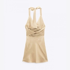 Đầm lụa satin cột nơ thương hiệu ZARA