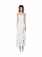 LSEOUL Đầm Body Cúp Ngực Xẻ Tà Bèo Tầng Sang Trọng Dự Tiệc Milky Dress