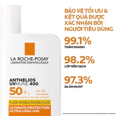 Sữa Chống Nắng Mỏng Nhẹ Lâu Trôi Giúp Bảo Vệ Da Tối Ưu La Roche-Posay Laboratoire Dermatologique Anthelios Uvmune 400 Invisible Fluid 50ML