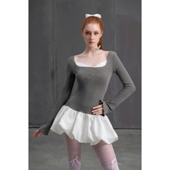 Váy cổ u chân peplum phồng - Swan Lake Ballet Dress phong cách cổ điển, thanh lịch siêu tôn dáng