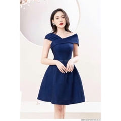 Đầm xanh chéo vai thương hiệu Shilla Studio