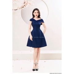 Đầm xanh chéo vai thương hiệu Shilla Studio