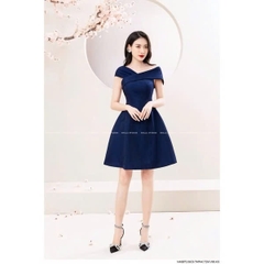 Đầm xanh chéo vai thương hiệu Shilla Studio