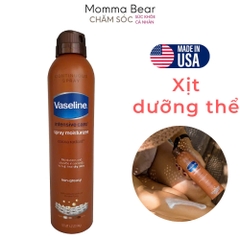 Xịt dưỡng thể Vaseline, Cocoa Radiant, dưỡng ẩm toàn thân, dành cho da khô, hàng Mỹ - Momma Bear 185gr
