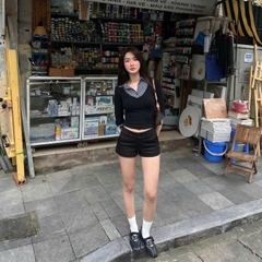 ÁO KIỂU PHỐI CỔ SƠ MI CARO TAY LỬNG - ZOEY TOP THƯƠNG HIỆU Mì Workshop