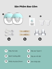 Máy Hút Sữa Đơn Không Dây Cao Cấp MOOIMOM M3, Nhỏ Gọn Siêu Nhẹ,Tiếng Ồn Thấp, Hút Êm Ái,