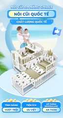 Nôi cũi CHILUX PEACE WHITE  đa năng 6 chế độ cho bé sơ sinh đến 12 tuổi